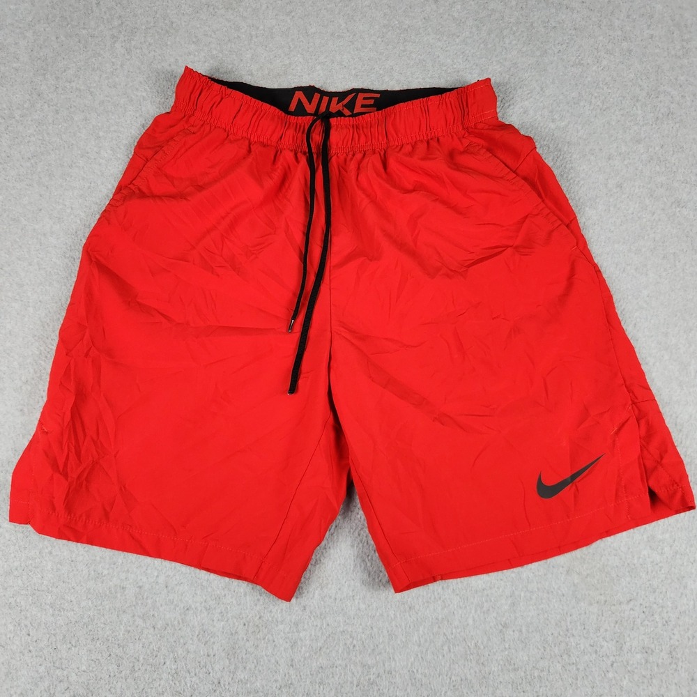 Nike Running Shorts Mens Medium Red Dri-FIT Training Athletic Drawstring Waist